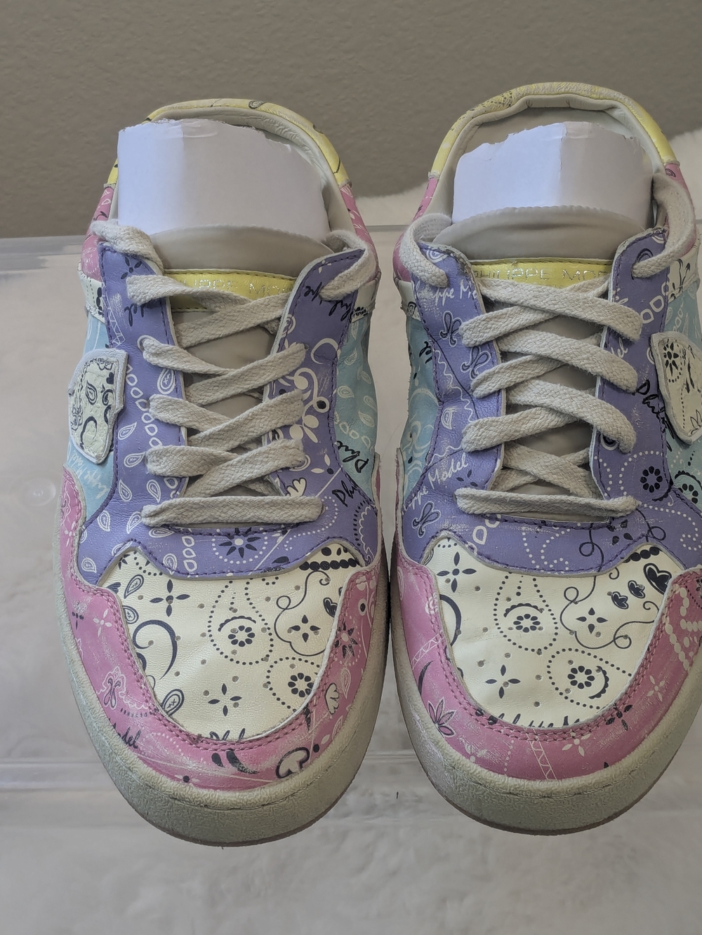 Philippe Model Paris Patchwork Bandana Print Sneakers Size 39 Pastel Low Top